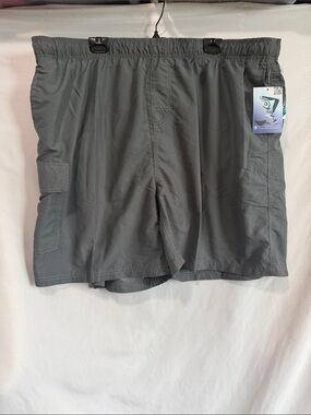 Kanu Surf Men's Gray Cargo Swim Shorts